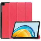 For Huawei Matepad SE 10.4 Custer Pure Color 3-Fold Holder Leather Tablet Case(Red) - 1