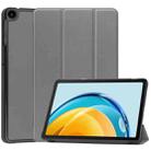 For Huawei Matepad SE 10.4 Custer Pure Color 3-Fold Holder Leather Tablet Case(Grey) - 1