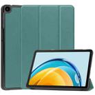 For Huawei Matepad SE 10.4 Custer Pure Color 3-Fold Holder Leather Tablet Case(Dark Green) - 1