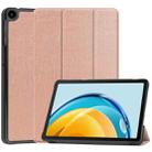 For Huawei Matepad SE 10.4 Custer Pure Color 3-Fold Holder Leather Tablet Case(Rose Gold) - 1