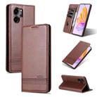 For Honor 80 SE AZNS Magnetic Calf Texture Flip Leather Phone Case(Dark Brown) - 1