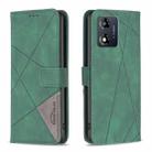 For Motorola Moto E13 4G Magnetic Buckle Rhombus Texture Leather Phone Case(Green) - 1