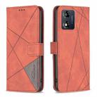 For Motorola Moto E13 4G Magnetic Buckle Rhombus Texture Leather Phone Case(Brown) - 1