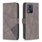 For Motorola Moto E13 4G Magnetic Buckle Rhombus Texture Leather Phone Case(Grey) - 1