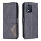 For Motorola Moto E13 4G Magnetic Buckle Rhombus Texture Leather Phone Case(Black) - 1