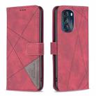 For Motorola Moto G 5G 2023 Magnetic Buckle Rhombus Texture Leather Phone Case(Red) - 1