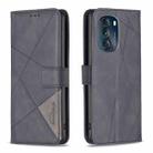 For Motorola Moto G 5G 2023 Magnetic Buckle Rhombus Texture Leather Phone Case(Black) - 1