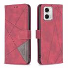 For Motorola Moto G73 5G Magnetic Buckle Rhombus Texture Leather Phone Case(Red) - 1