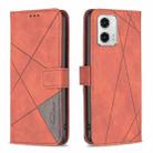 For Motorola Moto G73 5G Magnetic Buckle Rhombus Texture Leather Phone Case(Brown) - 1