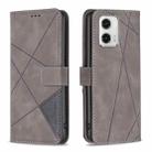 For Motorola Moto G73 5G Magnetic Buckle Rhombus Texture Leather Phone Case(Grey) - 1