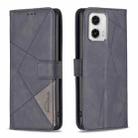 For Motorola Moto G73 5G Magnetic Buckle Rhombus Texture Leather Phone Case(Black) - 1