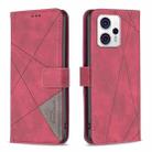 For Motorola Moto G13 4G/G23 4G/G53 5G Magnetic Buckle Rhombus Texture Leather Phone Case(Red) - 1