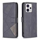 For Motorola Moto G13 4G/G23 4G/G53 5G Magnetic Buckle Rhombus Texture Leather Phone Case(Black) - 1