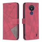 For Nokia C21 Magnetic Buckle Rhombus Texture Leather Phone Case(Red) - 1