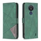 For Nokia C21 Magnetic Buckle Rhombus Texture Leather Phone Case(Green) - 1