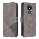 For Nokia C21 Magnetic Buckle Rhombus Texture Leather Phone Case(Grey) - 1