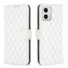 For Motorola Moto G73 5G Diamond Lattice Wallet Leather Flip Phone Case(White) - 1