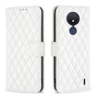 For Nokia C21 Diamond Lattice Wallet Leather Flip Phone Case(White) - 1