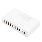 MFT-03Q 10 in 1 65W QC3.0 USB Smart Fast Charger, Plug Type:AU Plug(White) - 1