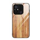 For Xiaomi Redmi 12C Wood Grain Glass Phone Case(Yellow) - 1