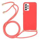 For Samsung Galaxy A23 Wheat Straw Material + TPU Phone Case with Lanyard(Red) - 1