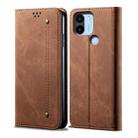 For Xiaomi Poco C50 Denim Texture Leather Phone Case(Brown) - 1