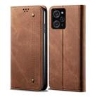 For Xiaomi Poco X5 Pro 5G / Redmi Note 12 Pro Speed Denim Texture Leather Phone Case(Brown) - 1