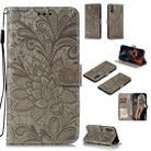 For Huawei Enjoy 10e Lace Flower Embossing Pattern Horizontal Flip Leather Case , with Holder & Card Slots & Wallet & Photo Frame & Lanyard(Grey) - 1