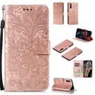 For Huawei Enjoy 10e Lace Flower Embossing Pattern Horizontal Flip Leather Case , with Holder & Card Slots & Wallet & Photo Frame & Lanyard(Rose Gold) - 1