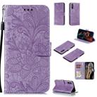 For Huawei Enjoy 10e Lace Flower Embossing Pattern Horizontal Flip Leather Case , with Holder & Card Slots & Wallet & Photo Frame & Lanyard(Purple) - 1