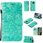 For Xiaomi Redmi K30 Pro Lace Flower Embossing Pattern Horizontal Flip Leather Case , with Holder & Card Slots & Wallet & Photo Frame & Lanyard(Green) - 1