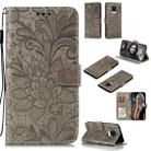 For Xiaomi Redmi Note 9 Pro Lace Flower Embossing Pattern Horizontal Flip Leather Case , with Holder & Card Slots & Wallet & Photo Frame & Lanyard(Grey) - 1