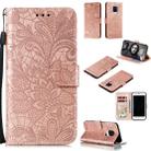 For Xiaomi Redmi Note 9 Pro Max Lace Flower Embossing Pattern Horizontal Flip Leather Case , with Holder & Card Slots & Wallet & Photo Frame & Lanyard(Rose Gold) - 1