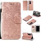 For Huawei Nova 7 Lace Flower Embossing Pattern Horizontal Flip Leather Case , with Holder & Card Slots & Wallet & Photo Frame & Lanyard(Rose Gold) - 1