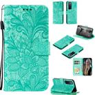 For Huawei Nova 7 Lace Flower Embossing Pattern Horizontal Flip Leather Case , with Holder & Card Slots & Wallet & Photo Frame & Lanyard(Green) - 1
