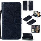 For Huawei Nova 7 Pro Lace Flower Embossing Pattern Horizontal Flip Leather Case , with Holder & Card Slots & Wallet & Photo Frame & Lanyard(Black) - 1