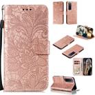 For Huawei Nova 7 Pro Lace Flower Embossing Pattern Horizontal Flip Leather Case , with Holder & Card Slots & Wallet & Photo Frame & Lanyard(Rose Gold) - 1