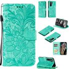 For Huawei Nova 7 SE Lace Flower Embossing Pattern Horizontal Flip Leather Case , with Holder & Card Slots & Wallet & Photo Frame & Lanyard(Green) - 1