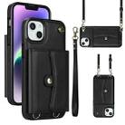 For iPhone 14 Plus RFID Card Slot Phone Case with Long Lanyard(Black) - 1