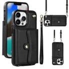 For iPhone 13 Pro Max RFID Card Slot Phone Case with Long Lanyard(Black) - 1
