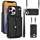 For iPhone 12 Pro RFID Card Slot Phone Case with Long Lanyard(Black) - 1