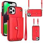 For iPhone 11 Pro Max RFID Card Slot Phone Case with Long Lanyard(Red) - 1