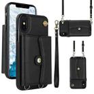 For iPhone X / XS RFID Card Slot Phone Case with Long Lanyard(Black) - 1