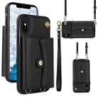 For iPhone XS Max RFID Card Slot Phone Case with Long Lanyard(Black) - 1