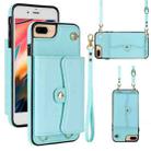 For iPhone 8 Plus / 7 Plus RFID Card Slot Phone Case with Long Lanyard(Mint Green) - 1