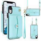 For iPhone XR RFID Card Slot Phone Case with Long Lanyard(Mint Green) - 1
