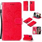 For Huawei Honor 30S Lace Flower Embossing Pattern Horizontal Flip Leather Case , with Holder & Card Slots & Wallet & Photo Frame & Lanyard(Red) - 1