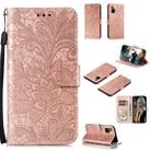 For Huawei Honor 30S Lace Flower Embossing Pattern Horizontal Flip Leather Case , with Holder & Card Slots & Wallet & Photo Frame & Lanyard(Rose Gold) - 1