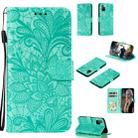 For Huawei Honor 30S Lace Flower Embossing Pattern Horizontal Flip Leather Case , with Holder & Card Slots & Wallet & Photo Frame & Lanyard(Green) - 1