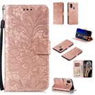 For Galaxy M31 Lace Flower Embossing Pattern Horizontal Flip Leather Case , with Holder & Card Slots & Wallet & Photo Frame & Lanyard(Rose Gold) - 1